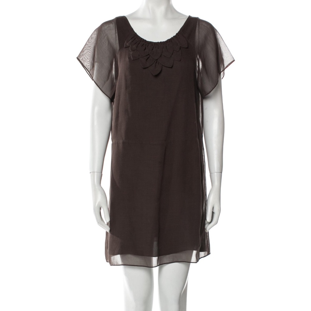 3.1 Phillip Lim Brown Shift Dress Flower Petal Neckline